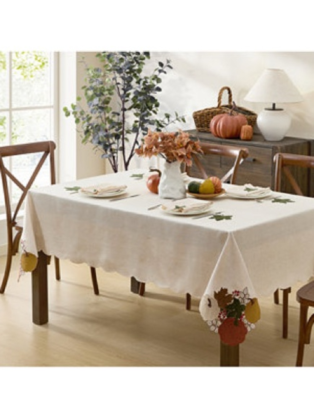 Beige Harvest Embroidered Tablecloth - Brand Unspecified